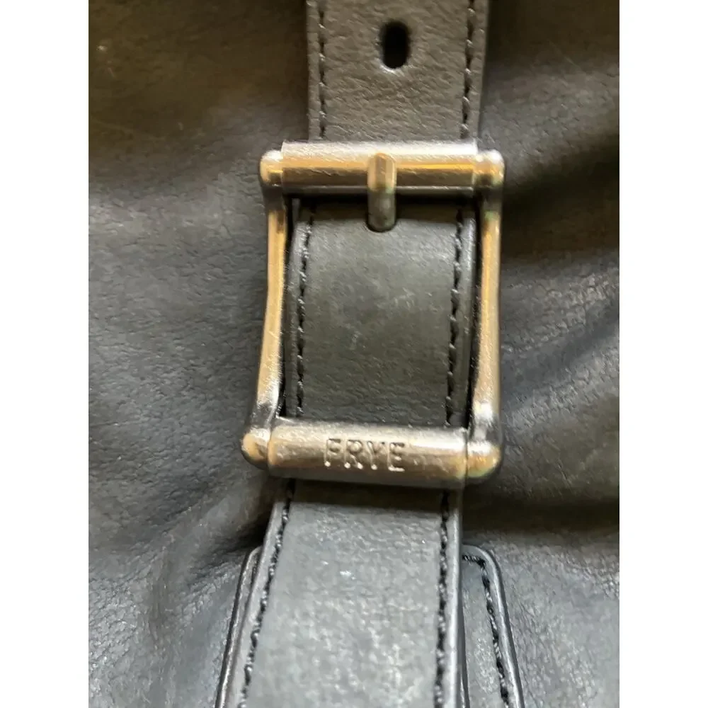 VTG Frye Logan Top Handle Black Distress Leather Briefcase Messenger Laptop Bag